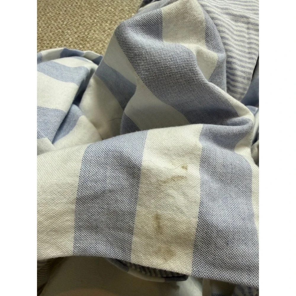 Coming Home lands end King Duvet Cover Set Blue Stripe Cotton cottage beach